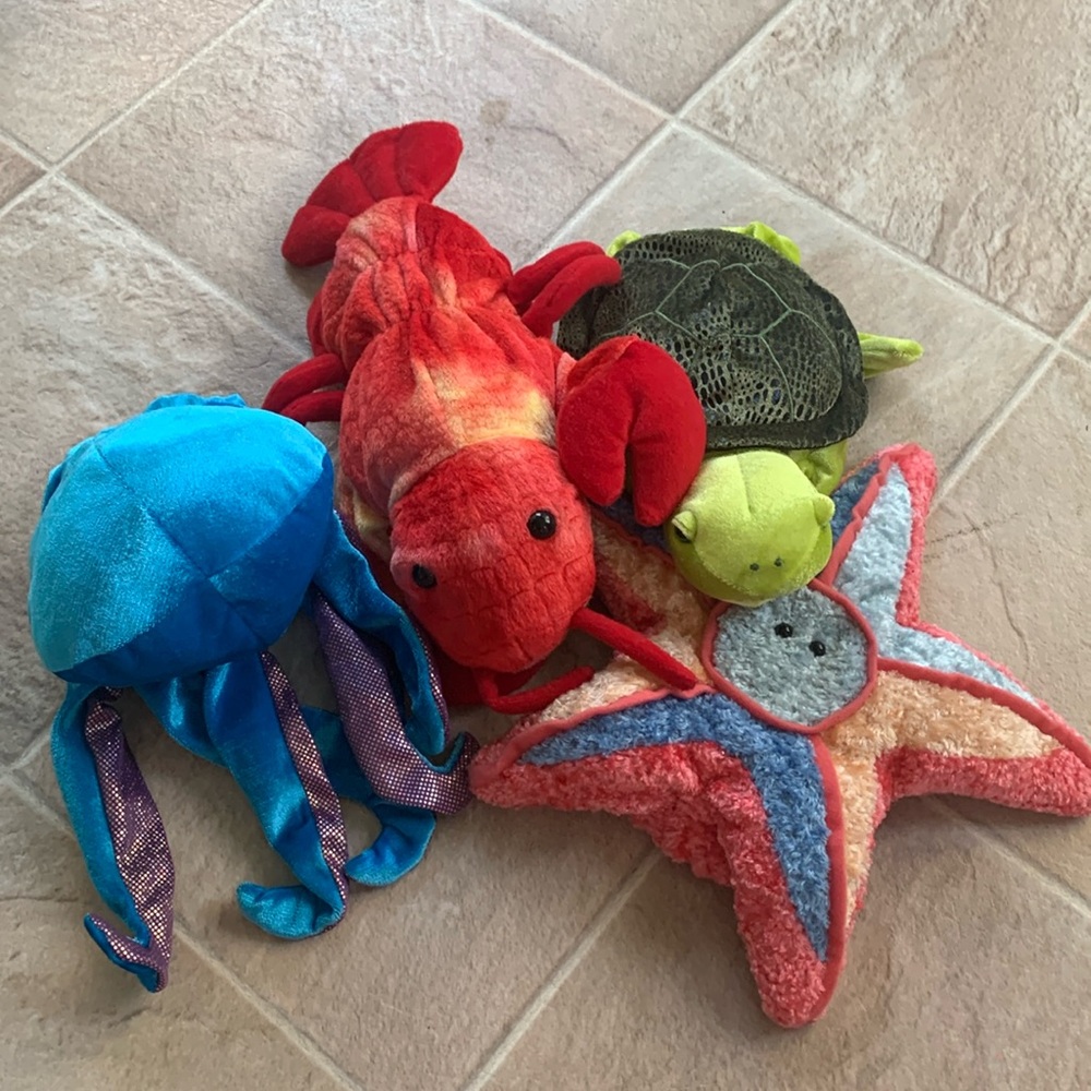 Set of 4 Ocean themed Hand Puppets - So Cute!